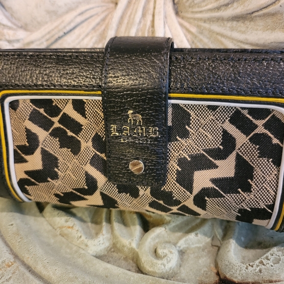 L.A.M.B by Gwen Stefani Leather Trim Wallet Fabric Logo Snap Designer Celeb #49 - Picture 4 of 14